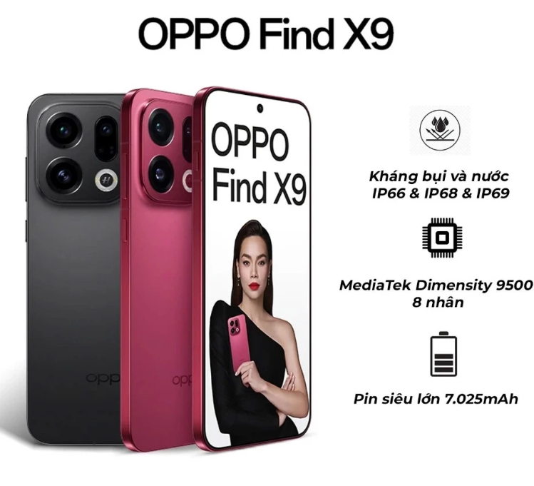 Điện thoại oppo find x9 5g 16gb+512gb chính hãng | màn hình amoled 6.59" | pin siêu lớn 7025mah